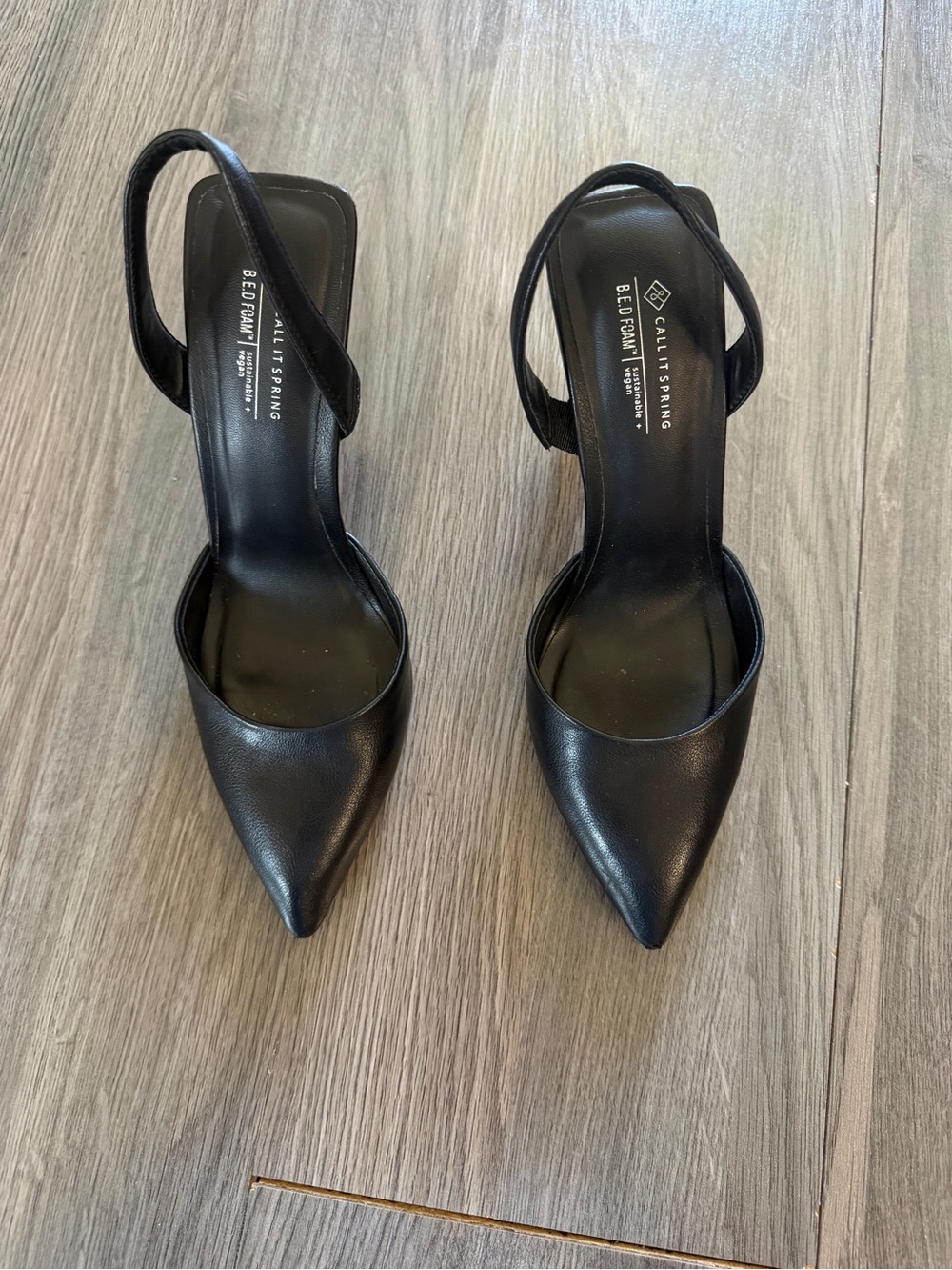 Call It Spring Black Pointed-Toe Slingback Heels - Picture 2 of 4
